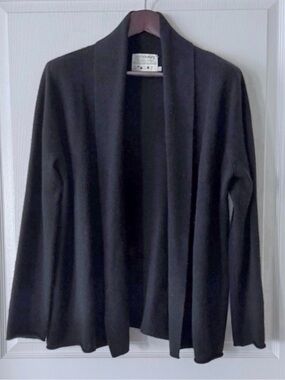 Subtle Luxury Cashmere Black Open-Front Women's Cardigan
